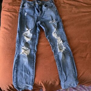 High-Rise Distressed Women’s Jeans - Blue
